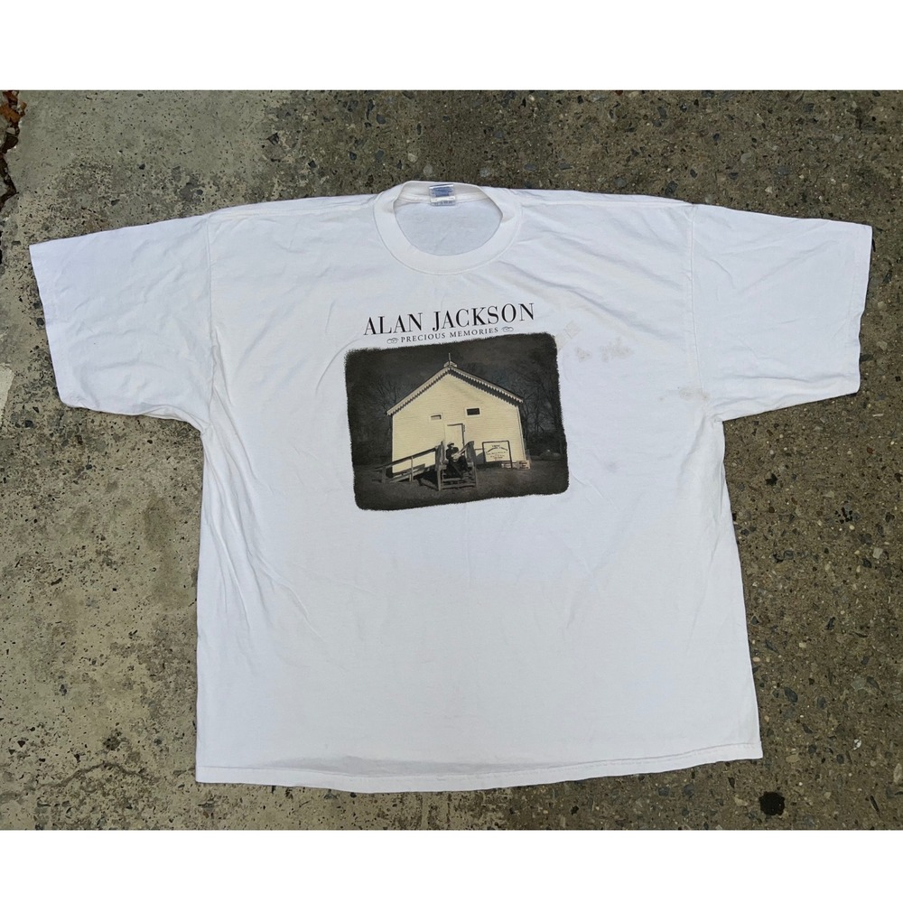 Vintage 2006 Alan Jackson Precious Memories Vintage White T-Shirt Mens 3XL